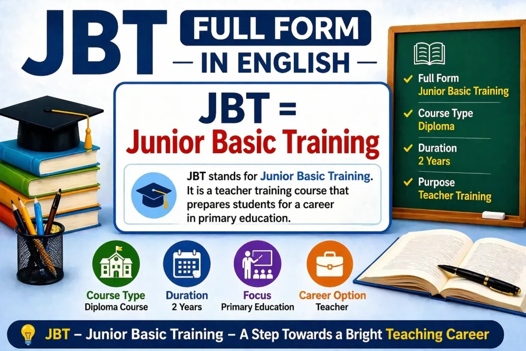 JBT Full Form in English (2026) – Meaning, Course Details & Information