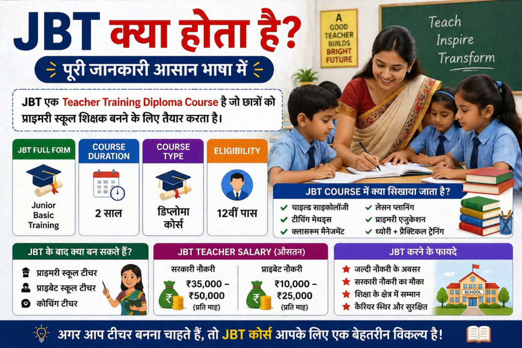 JBT Kya Hota Hai (2026) – Full Details, Course, Salary & Career Scope