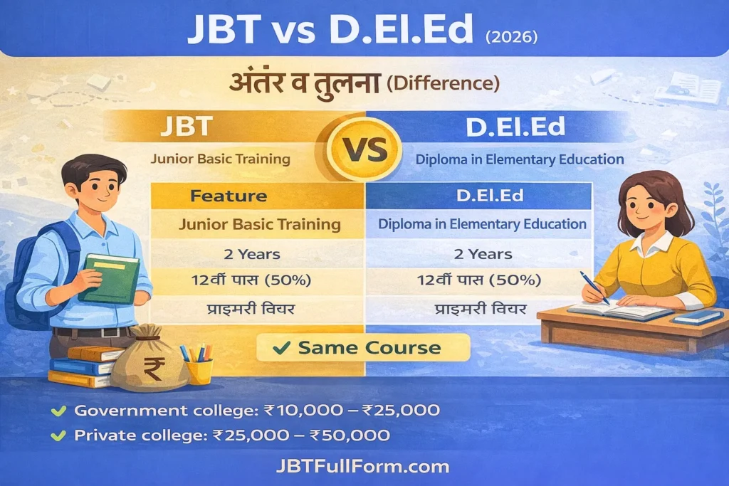 JBT vs D.El.Ed (2026) – Difference, Eligibility, Course & Career Comparison