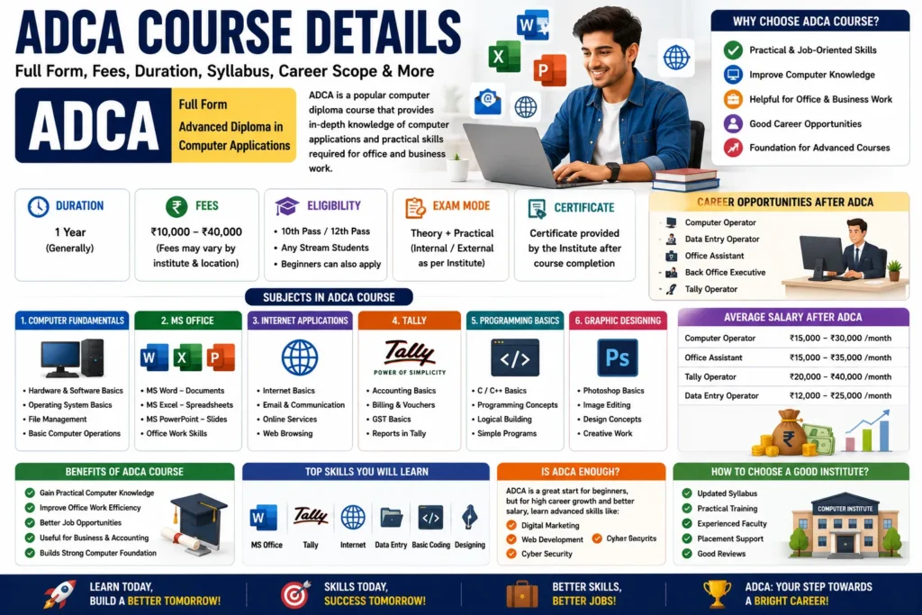 ADCA Course Details (2026) – Full Form, Fees, Duration & Career Scope
