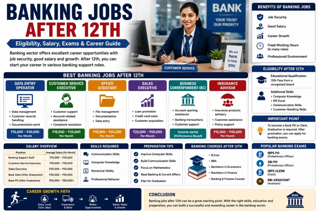 Banking Jobs After 12th (2026) – Eligibility, Salary, Exams & Career Guide
