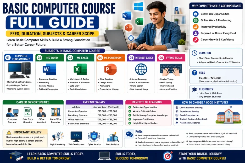 Basic Computer Course Full Guide (2026) – Fees, Duration, Subjects & Career Scope
