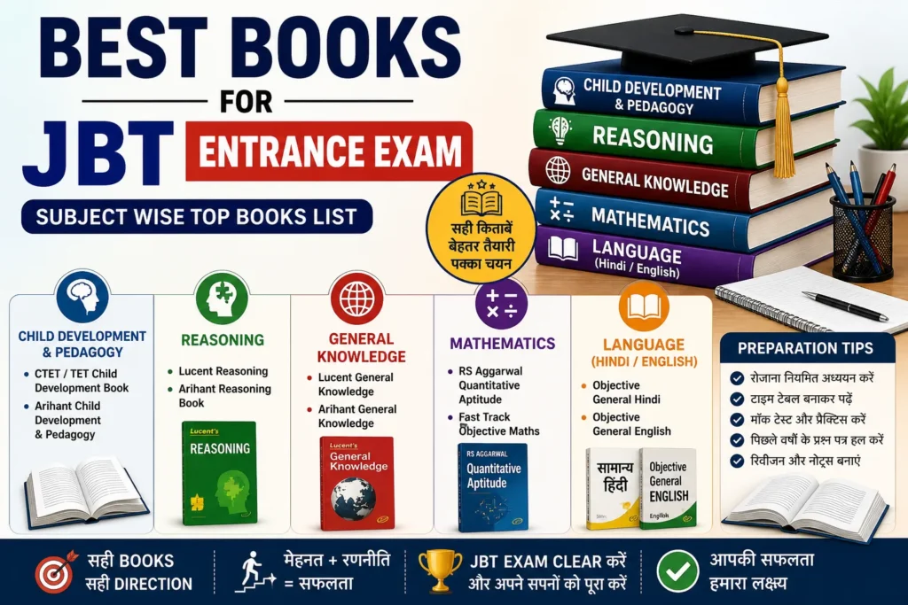 Best Books for JBT Entrance Exam (2026) – Subject Wise Top Books List