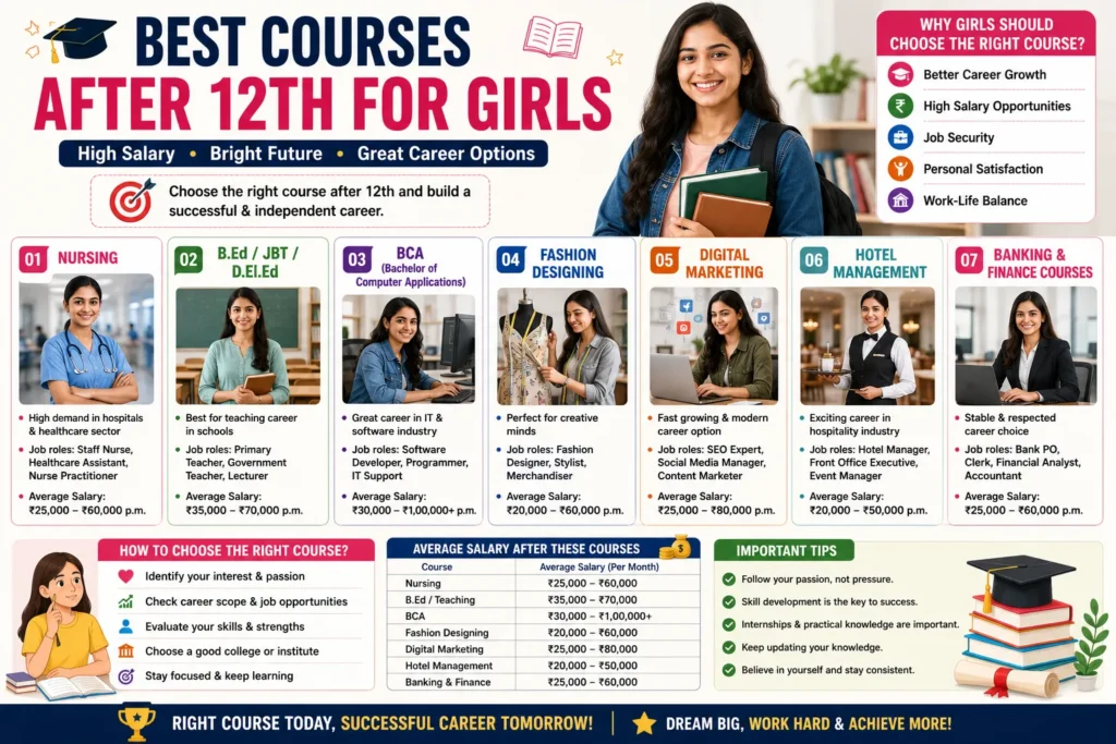 Best Courses After 12th for Girls (2026) – High Salary & Career Options