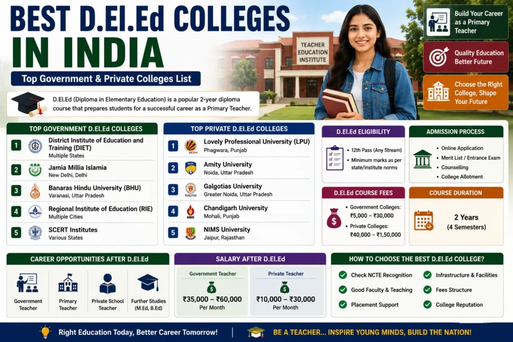 Best D.El.Ed Colleges in India (2026) – Top Government & Private Colleges List