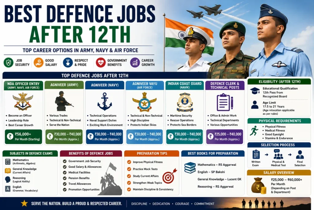 Best Defence Jobs After 12th (2026) – Top Career Options in Army, Navy & Air Force