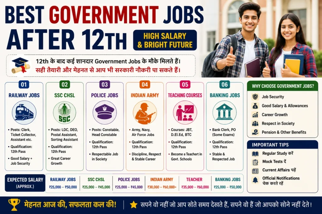 Best Government Jobs After 12th (2026) – High Salary & Career Options