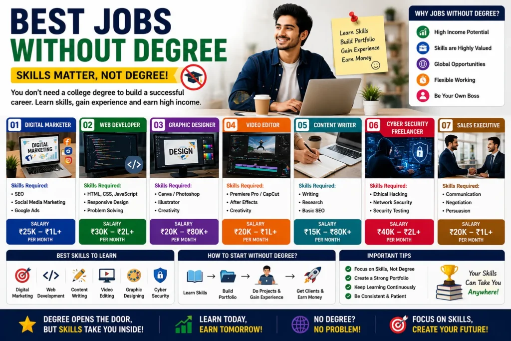 Best Jobs Without Degree (2026) – High Salary Career Options Without College Degree