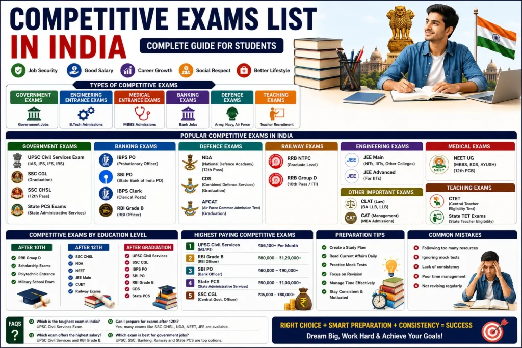 Competitive Exams List in India (2026) – Complete Guide for Students