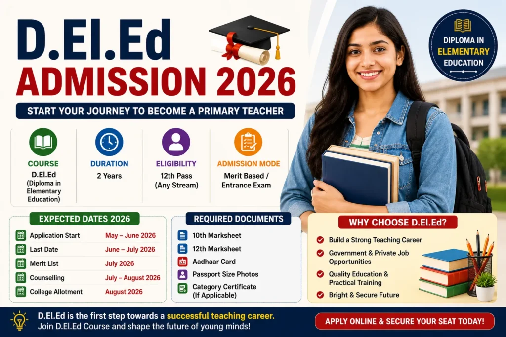 D.El.Ed Admission 2026 – Eligibility, Last Date, Fees & Complete Process