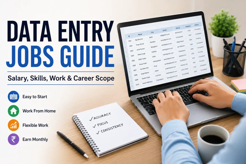 Data Entry Jobs Guide (2026) – Salary, Skills, Work & Career Scope