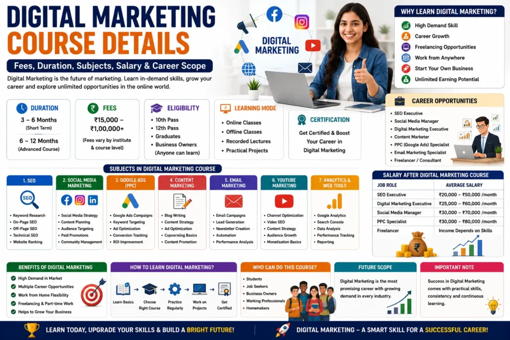 Digital Marketing Course Details (2026) – Fees, Duration, Salary & Career Scope