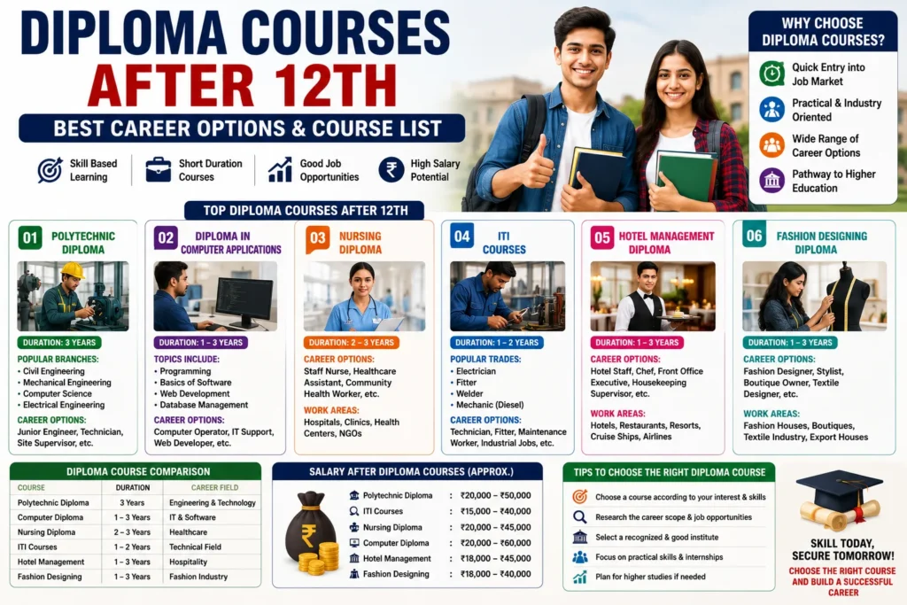 Diploma Courses After 12th (2026) – Best Career Options & Course List