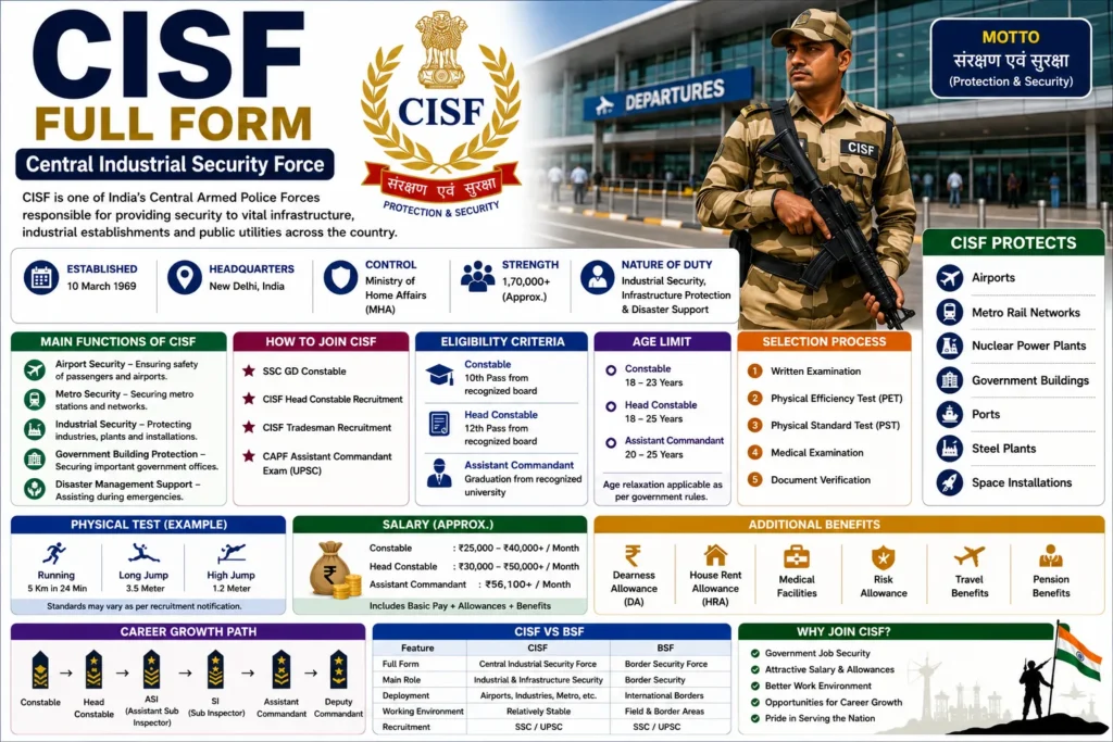 CISF Full Form (2026) – Meaning, Eligibility, Salary & Career Guide