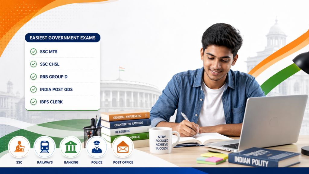 Easiest Government Exams in India 2026 – Top 15 Easy Govt Exams After 10th, 12th & Graduation